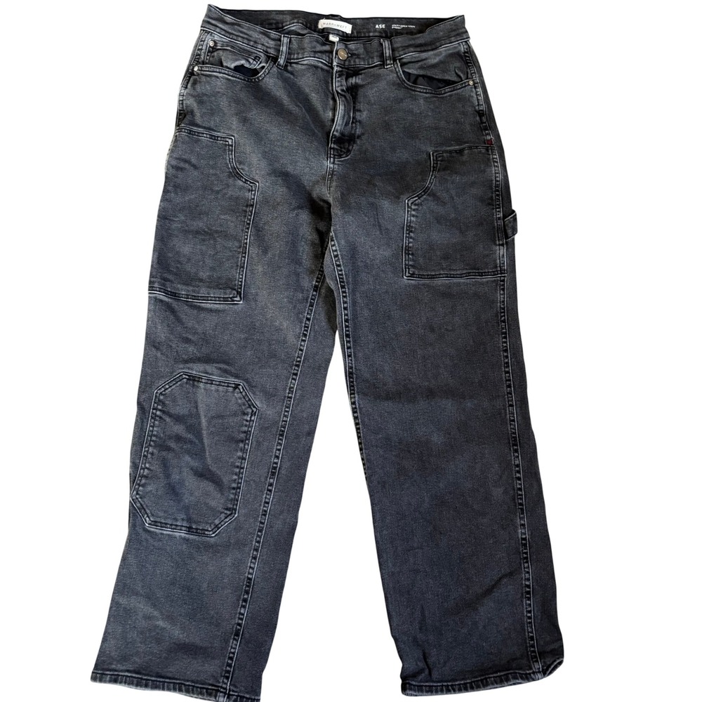 Warp+Weft‎ Utility Aspen Straight Jeans Womens 14 Black ASE High Rise Denim